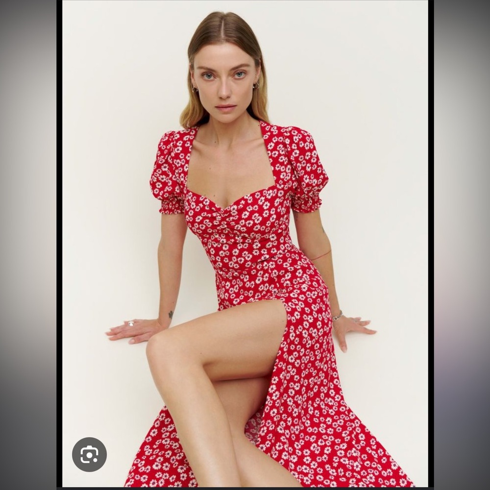 Reformation Lacey Dress Red Floral Size 0